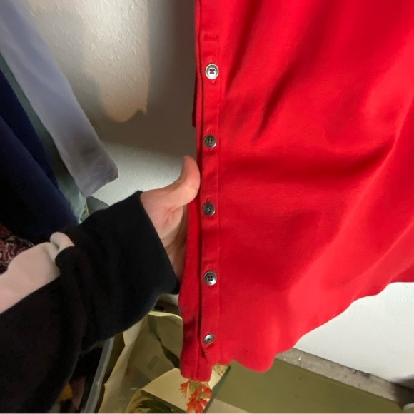 J Jill Size Large Perfect Pima Side Button Tee Red Long Sleeve Cotton Casual - Picture 5 of 5